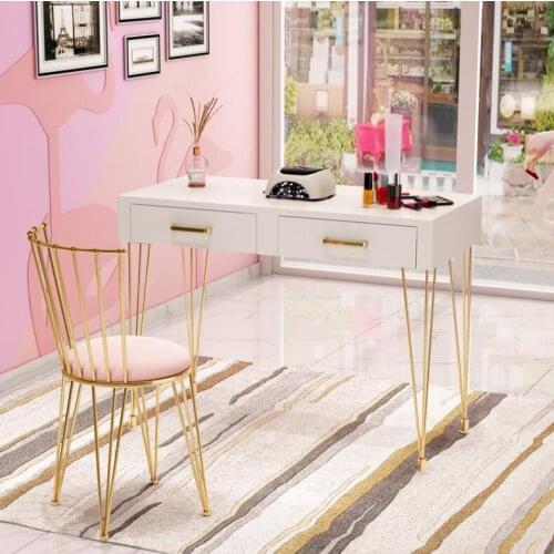 Manicure table ins style Nordic gold single double manicure table manicure table nail table chair set