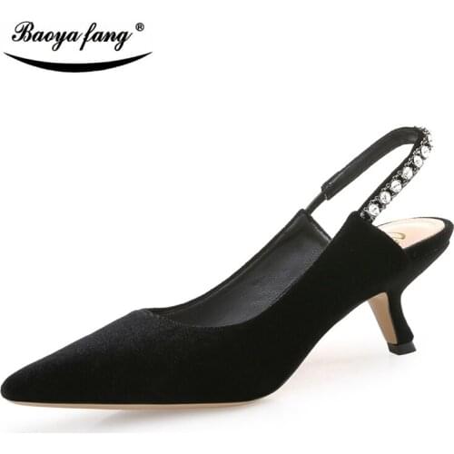 BaoYaFang New arrival Brand womens low heel shoes 5cm Flock Autumn fashion woman shoes strange heel party shoes