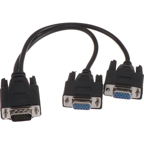 NEW 15Pin VGA Male To 2 Vga Svga Female Adapter Splitter Video Monitor Cable
