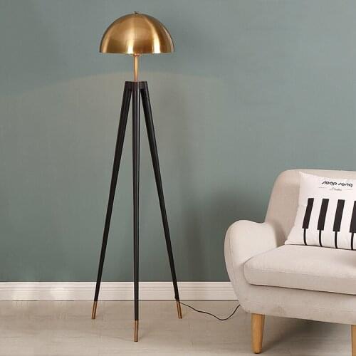 Post Modern Floor Light Tripod Standing Lamps Luxury Home Decor Living Room Floor Lamp Bed Lights Stand Plated Gold Metal Lamp