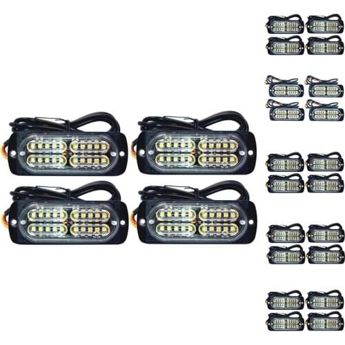 4PCS 12-24V 20-LED Warning Caution Hazard Construction Waterproof Strobe Light Bar with for Car Truck SUV