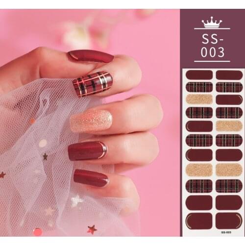 Dropshipping Red Shiny Nails Self Adhesive Nail Stickers Women Salon Self Adhesive Designed Nail Art Nails Sticker Designer
