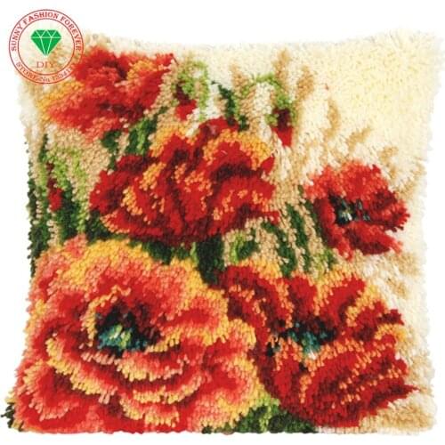 Christmas cushions home pillow Flower Yarn carpet embroidery carpet cushion pillowcase stitch mat pillow home carpet mat carpet