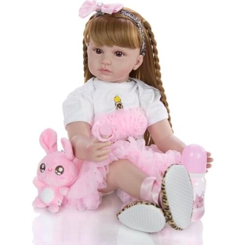 Pretty girl reborn toddler girl baby silicone dolls 24" 60cm soft touch real ture looking bebes reborn princess dolls toys for c