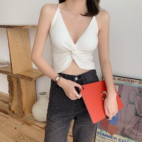 Women Crop Top Sexy Lingerie Female Sexy Crop Tops Active Fashion Summer Deep V Sleeveless Beauty Back Tank Tops Padded Camisole