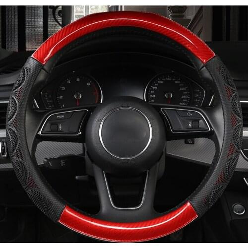 Car-styling Steering Wheel Cover Carbon Fiber Suede 37-38CM Cars Wheel Covers Anti Slip Breathable Universal Auto Accessories