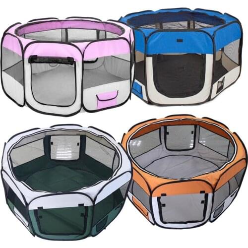 Waterproof Pet Portable Fashion Open Indoor / Outdoor Small Animal Cage Game Playground Fence Folding Crat Playpen Pet Products