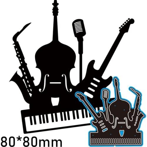 Cutting Dies Cello Bass Saxophone New Metal DIY Album Paper Craft Embossing Stencil Greeting Card Decoration 80*80mm