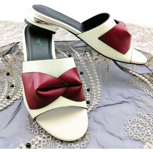 High Quality Women Shoes Nigerian Ladies Sandals Comfortable Low Heel Shoes For Party in White Color