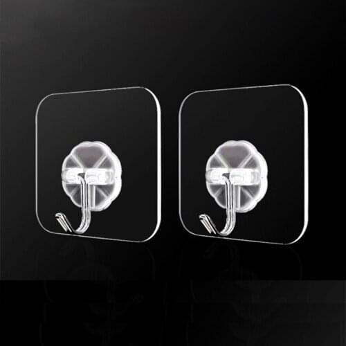 Nano-Glue Strong Transparent Suction Cup Suction Cup Hook Kitchen Bathroom Hanger Hook 6 * 6cm Punch-free Seamless Hook