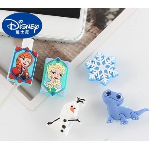 Frozen 2 figura anime USB Charger Cable Winder Protective Case Earphone Cord Sleeve Wire Cover Data line Protector For iphone