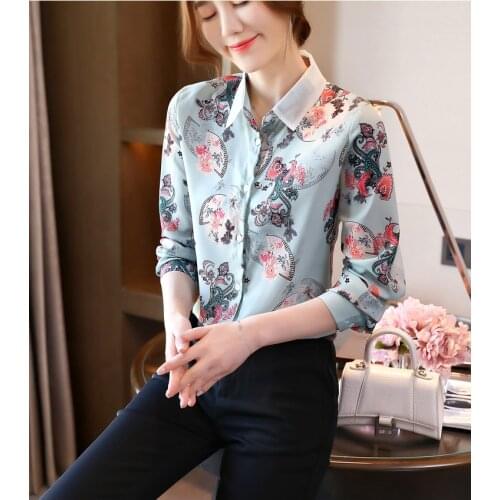 Western style spring and autumn new womens lapel color chiffon shirt shirt cardigan shirt female bottoming shirt shirt