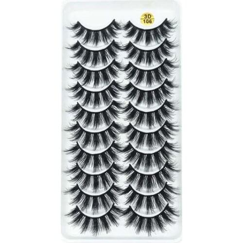 10 Pairs 3D Soft Mink Hair False Eyelashes 25mm Handmade Wispy Fluffy Long Lashes Natural Eye Makeup Tools Faux Eyelashes