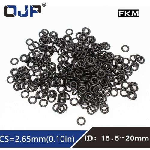 10PCS/lot Fluorine rubber Ring Black FKM O ring Seal CS:2.65mm ID15.5/16/17/18/19/20mm Rubber O-Ring Seal Oil Ring Gasket Washer