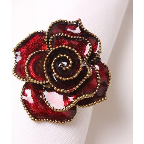 10pcs New red rose napkin ring hotel table accessories napkin buckle paper napkin ring