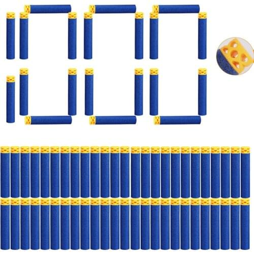 1000/500/300/200 Pcs Blue Hollow Eva Soft Refill Bullets Foam Darts 7.2cm*1.3cm For Nerf,Elite Series Kids Toy Gun Accessories