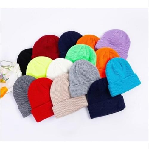 13 Colors Crimping Solid Color Beanie Keep Warm Unisex Hip Hop Fashion Women Winter Skull Cap Elasticity Men Knitted Hat