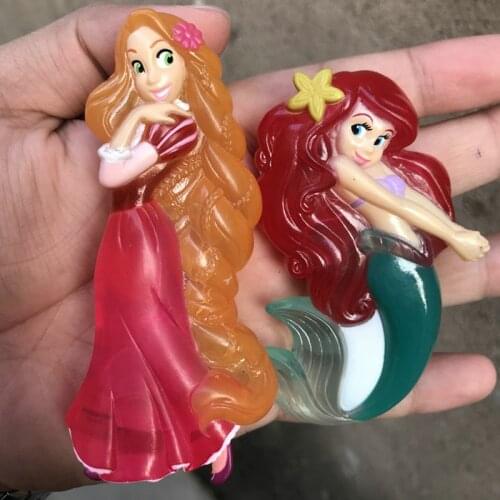 2PCS/lot 8-10cm Disney hairy Princess Mermaid hand made DIY material toy model ornaments