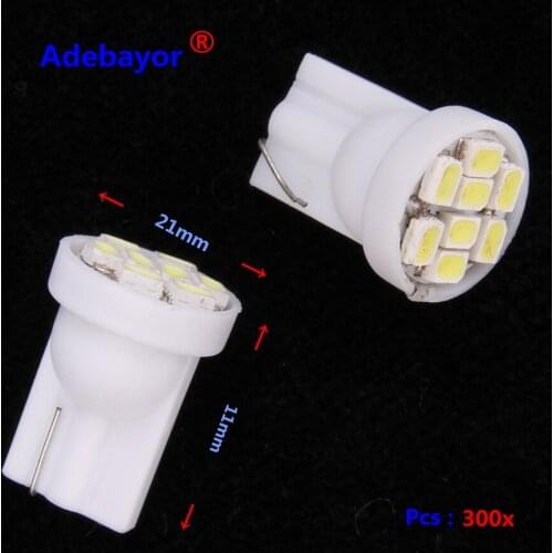 300 X Car Auto LED T10 194 W5W 8 led 1206 smd 3020 LED Wedge Light Bulb Lamp 8SMD white red blue yellow green pink