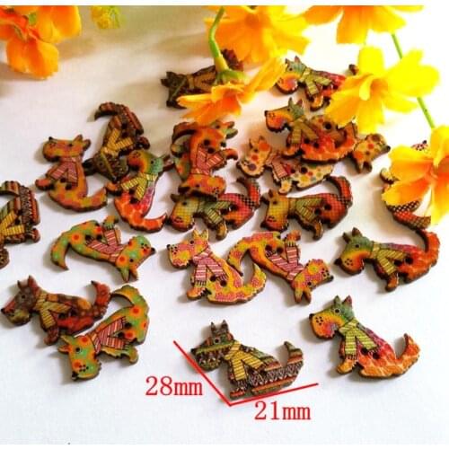 50PCs/lot Wood Painting Sewing Buttons Scrapbook 2 Holes Mixed 21mm x 28mm Scrapbooking accessories