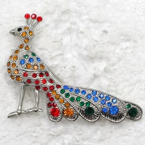 Colorful Rhinestone Peacock Pin brooches C999 E