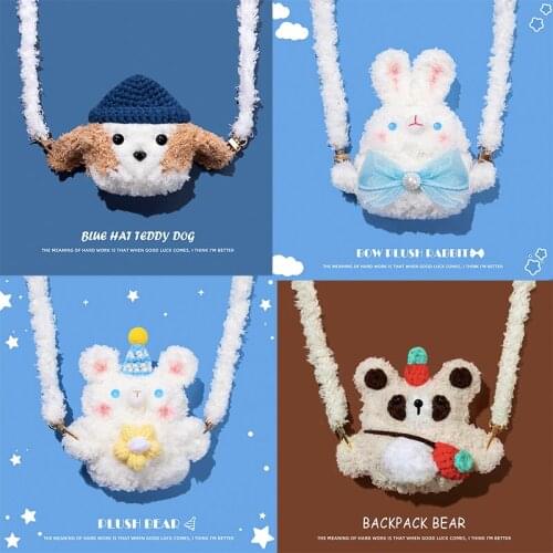 Cute Plush Bear Case for Apple Airpods 1 2 pro Bluetooth Earphone Charge Case Protective Skin Headphones Case with Lanyard