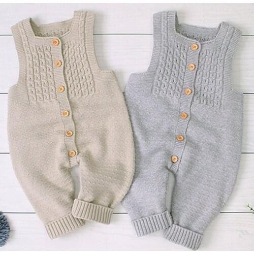 Baby Girls Boys Clothes Knitting Rompers Overalls Newborn Sleeveless Solid Color Jumpsuit Baby Winter Romper Leisure Jumpsuit