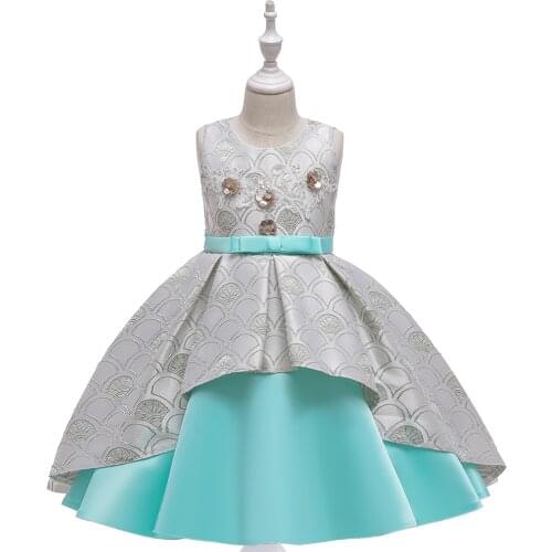 2021 New Girl Dress Satin Tihua Princess Skirt Flower Childrens Wedding Pompeid Dress Skirt