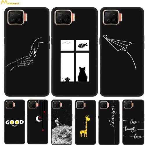 For Reno4 Lite Phone Cases Soft Silicone Back Cover For OPPO Reno4 F Case Black TPU Bumper Coque Reno 4F 4Lite CPH2125 Case Capa