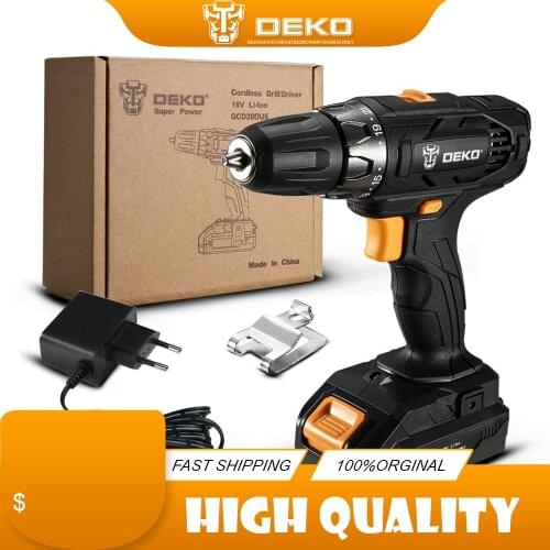 DEKO GCD20DU5 18V Electric Screwdriver Cordless Drill Mini Power Driver DC Lithium-Ion Battery 2-Speed