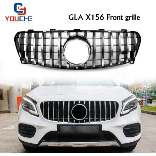 GT R Style Silver Front Bumper Grille Mesh for Mercedes X156 GLA Class GLA200 GLA250 GLA45 AMG 2017 2018 Facelift Front Grill