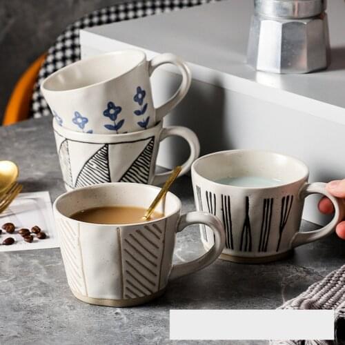 Hand-painted Clay Retro Coffee Cup Japanese-style Stoneware Mug Ceramic Water Cup Household Large-capacity Mug Multi-purpose Cup