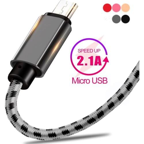 1m 2.4A Micro USB Cable Nylon Fast Charging USB Cable For Samsung Redmi HTC USB Quick Charger Data Wire Cable Mobile Phone Cable
