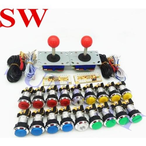 Two Players Arcade DIY Kits Parts USB Encoder to PC Zippyy Joystick + CHROME LED Lamp Lights Push Buttons+2PCS USB contoller
