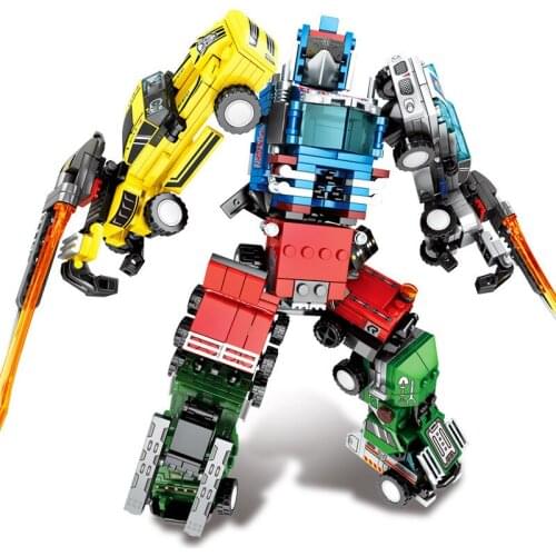 6 in 1 Iron Man Transform Robot Car Model Building Brick Toys Car Man Model DIY Toys Boys Birthday Xmas Gift