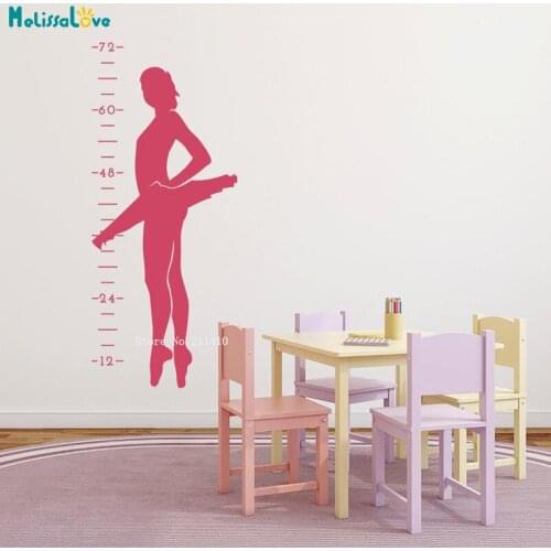 Ballerina Growth Ruler Vinyl Wall Decals Height Chart Nursery Self-adhesive Lovely Sticker Fixed Scale YT5397