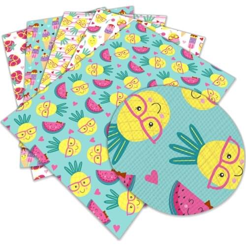 Summer wind fruit printing artificial leather for bows hair accessories bags shoes crafts 30X136cm