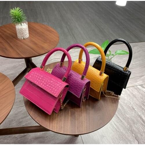 Mini Small Square bag 2021 New Fashion Quality PU Leather Womens Handbag Alligator Leather Chain Shoulder Messenger Bags totes