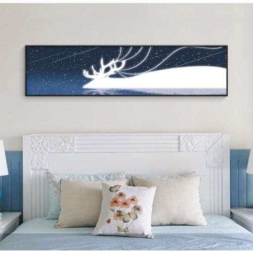 Dreamy Nordic Wall Art Canvas Printing posters Night Moon Deer Scenery Decorative Painting Pictures Home Decor for Living Room