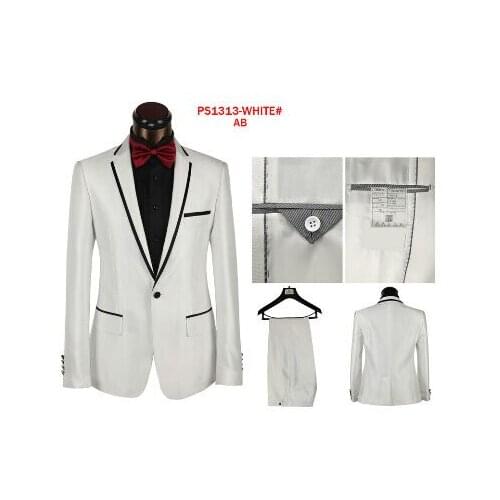 Custom Made To Measure Mens Bespoke Suits,White Jacket + Black Peak Lapel + Black Pants & Tie, Tailored Fashion Wedding Tuxedos