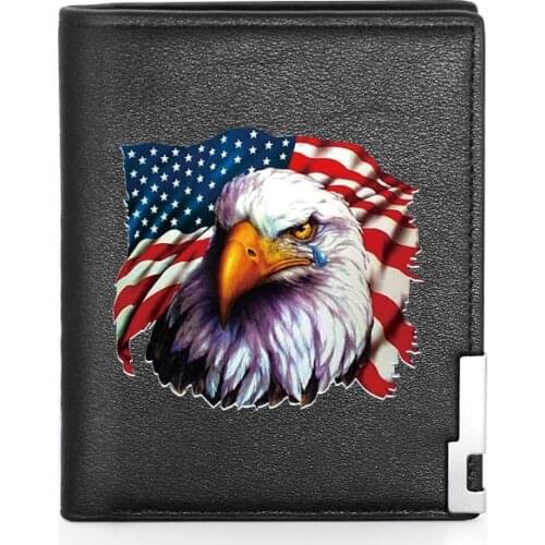 New Crying American Flag Eagle Printing Mens Wallet Leather Purse For Men Credit Card Holder Short Male Slim Coin Money Bags