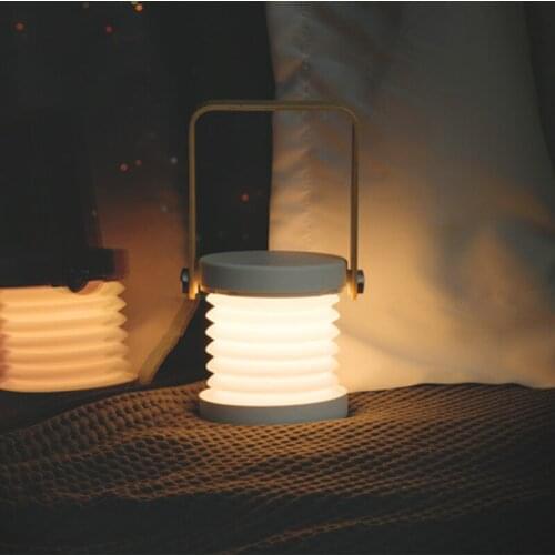 New creative wooden handle USB charging night light reading light portable lantern light retractable folding led desk lamp