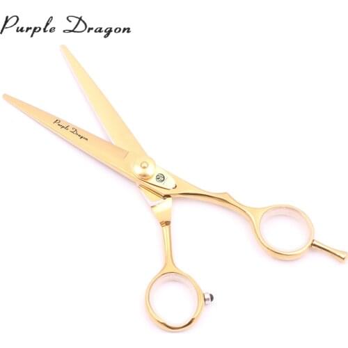 Hair Scissors For Barber Purple Dragon 6.0" JP Stainless Hair Cutting Scissors Thinning Shears 1020# Gold Detachable Finger Rest