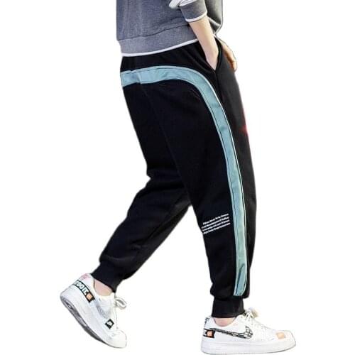 Autumn and winter thin and thick link night view large size stitching male cotton sports pants