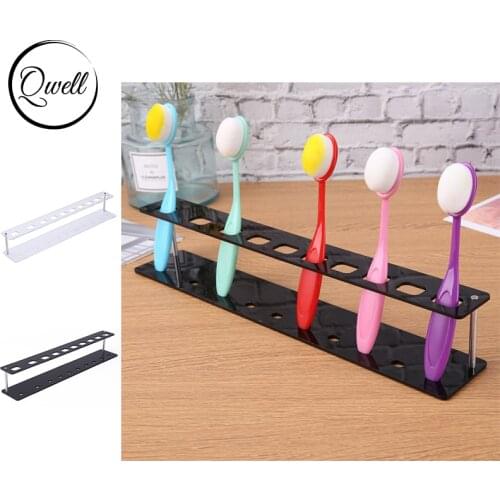 QWELL 10 Holes Oval Brush Holder Rack Acrylic Stand for DIY Ink Painting Brush Display Drying Bracket Shelf Organizer 2021 New
