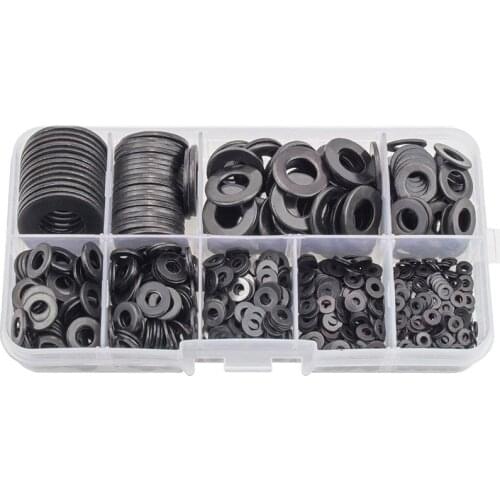 GTBL Flat Washers,Black Carbon Steel Flat Washers Set , (9 Sizes 580 Pieces)