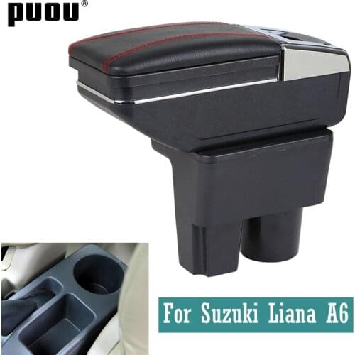For Suzuki Liana A6 Dual layer armrest box central Store content box with cup holder ashtray decoration products With USB interf
