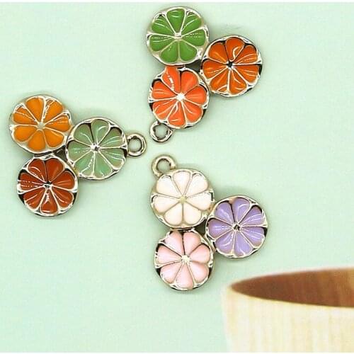 10PCS Colorful Orange lemon Enamel fruit Charms For DIY Bracelets Pendant Drop Oil Fit DIY Earring Jewelry Accessories Findings