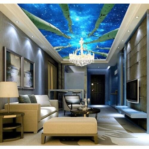 Custom ceiling wallpaper, under the sky of the trees and landscape murals for the living room bedroom ceiling wall wallpaper