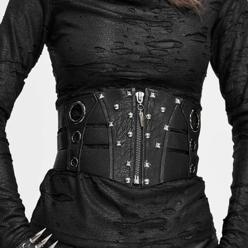 Punk Leather Dress Belts For Women Coat Decorated Lace Up Girdle Fashion Female Waistband Corset Femme Wide Belt With Rivet